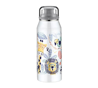 alfi KIDS ISO BOTTLE 350ml, crazy jungle, insulated drinking bottle for children made of stainless steel, absolutely leak-proof with screw cap, keeps hot for 12 hours, cold for 24 hours, for carbonated drinks, no fingerprints, BPA-free on sale